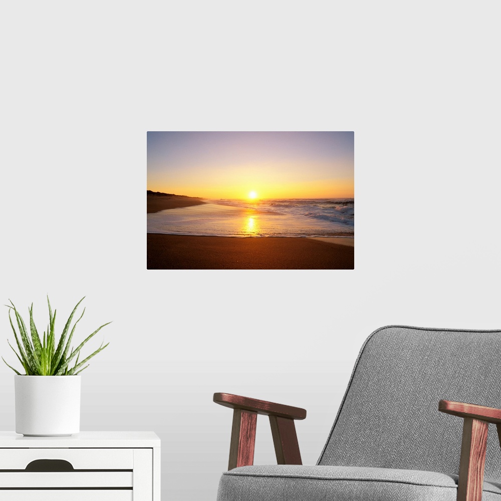A modern room featuring Hawaii, Kauai, Polihale Beach, Beautiful Shoreline At Sunset