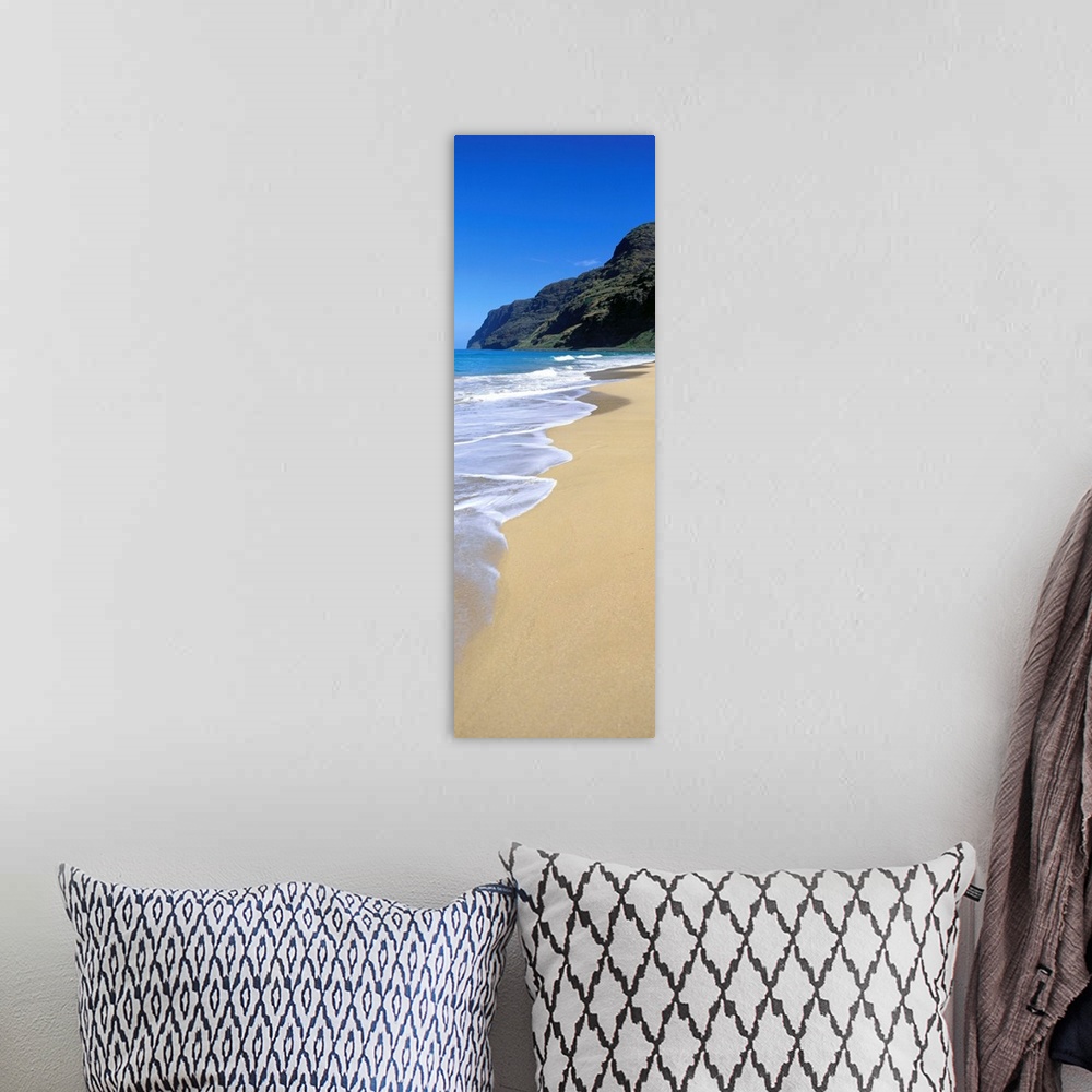 A bohemian room featuring Hawaii, Kauai, Polihale Beach Shoreline View With Clear Blue Sky