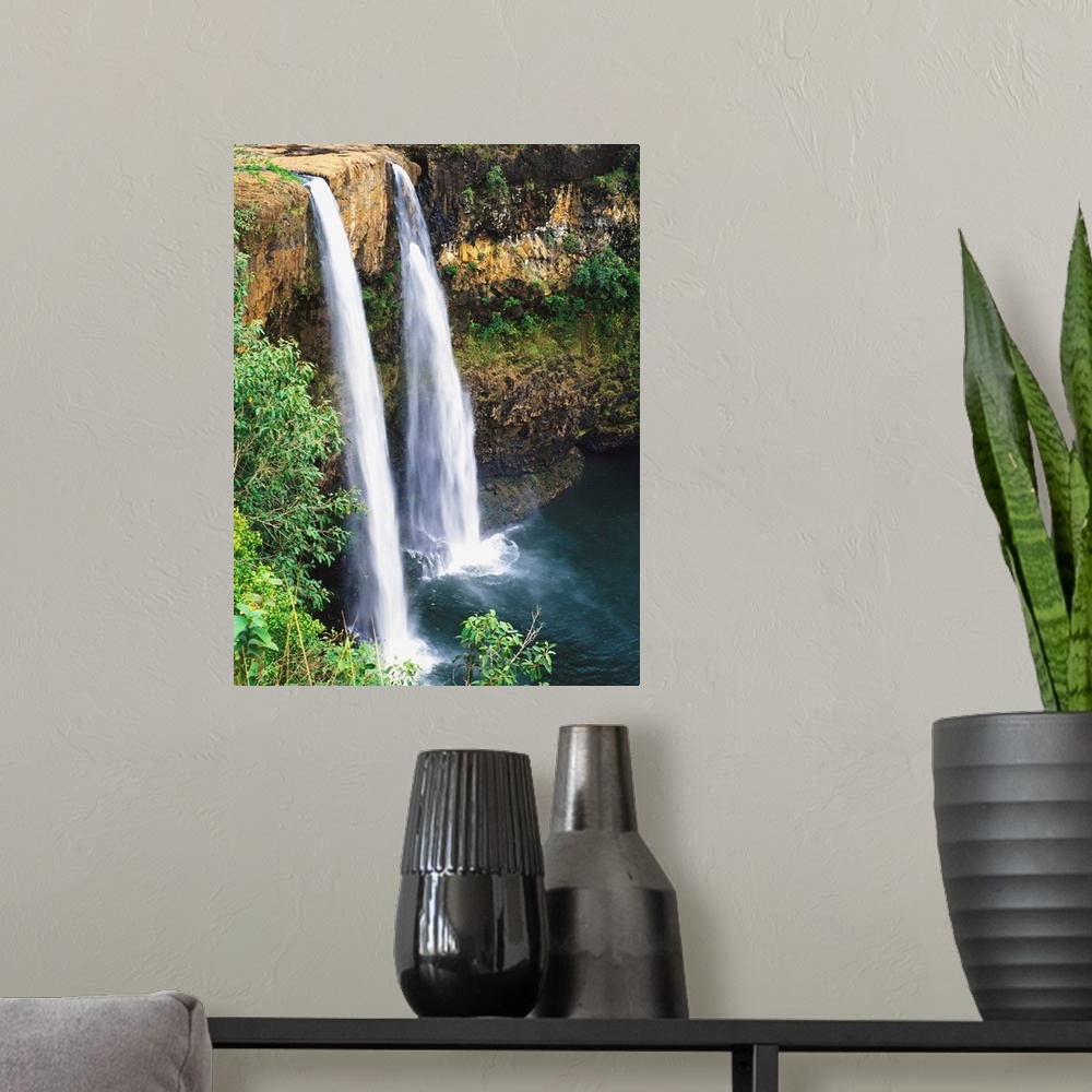 A modern room featuring Hawaii, Kauai, Wailua Falls Surrounded By Foliage