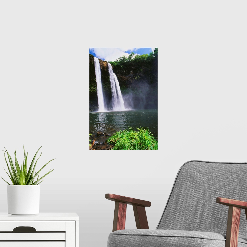 A modern room featuring Hawaii, Kauai, Wailua State Park, Three Waterfalls