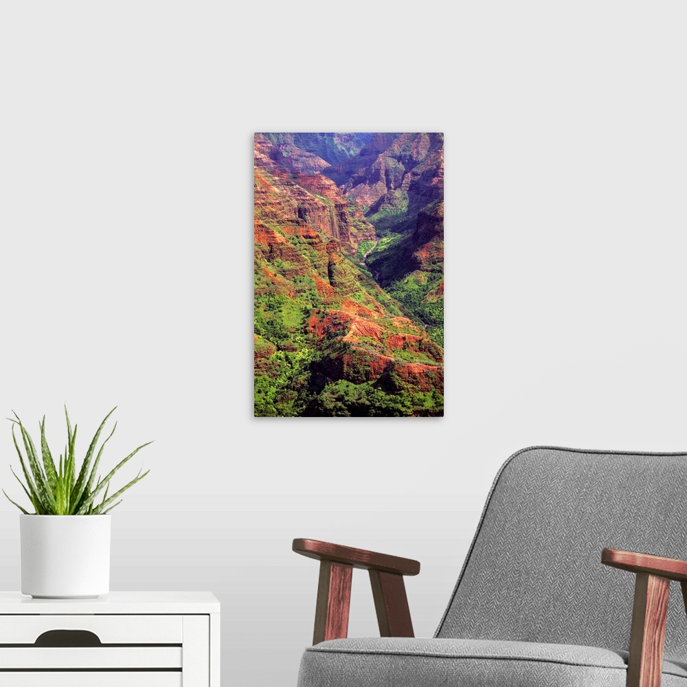 A modern room featuring Hawaii, Kauai, Waimea Canyon, Aerial View Of The Grand Canyon Of The Pacific