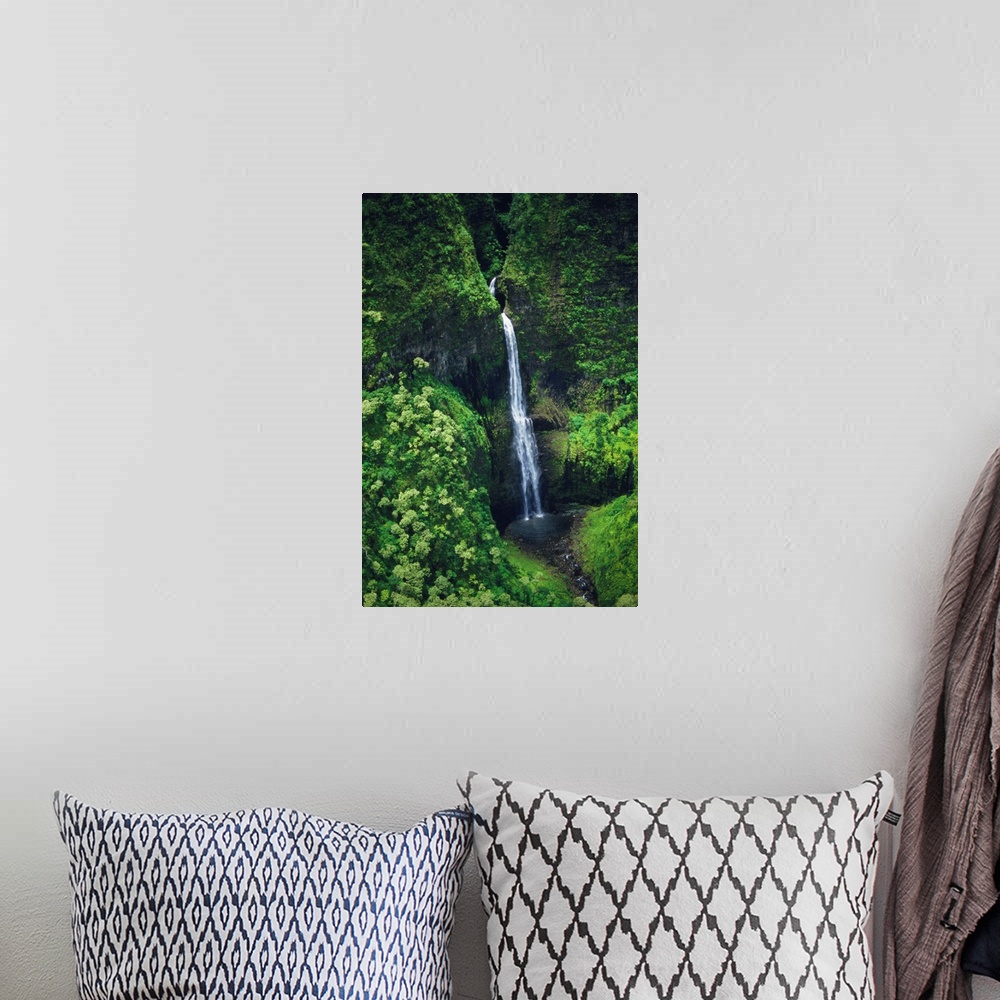 A bohemian room featuring Hawaii, Kauai, Waterfall On The Interior Regions Of The Island