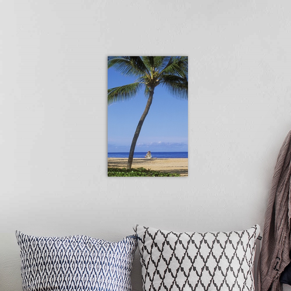 A bohemian room featuring Hawaii, Lanai, Manele Bay Beach Park, Palm Tree And Woman On The Beach