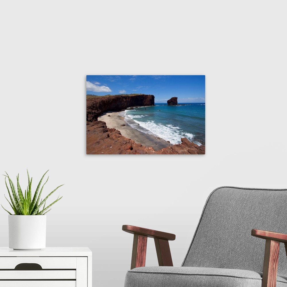 A modern room featuring Hawaii, Lanai, Pu'u Pehe, Sweetheart Rock, View Of Rocky Coastline And Beach