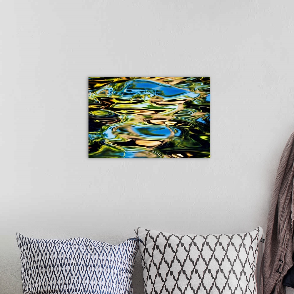 A bohemian room featuring Hawaii, Maui, Abstract View Of Colorful Reflections On Calm Water