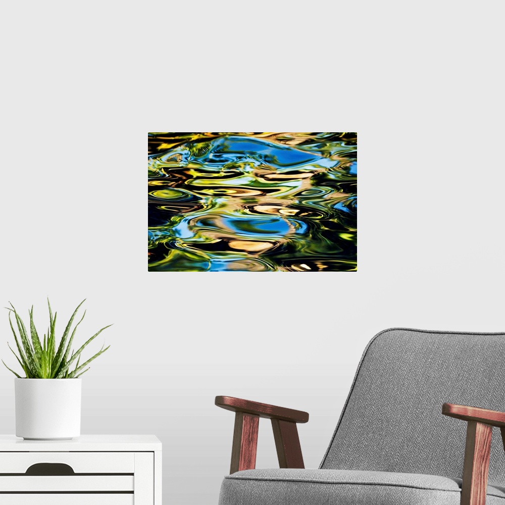 A modern room featuring Hawaii, Maui, Abstract View Of Colorful Reflections On Calm Water