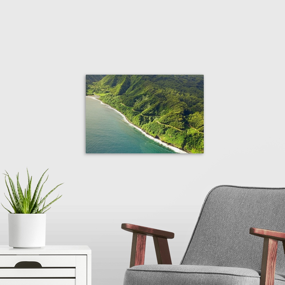 A modern room featuring Hawaii, Maui, Aerial View Of The Road To Hana