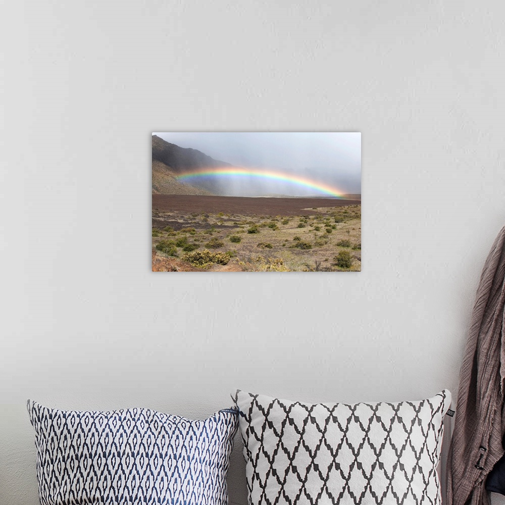 A bohemian room featuring Hawaii, Maui, Haleakala, Crater, A bright, colorful rainbow