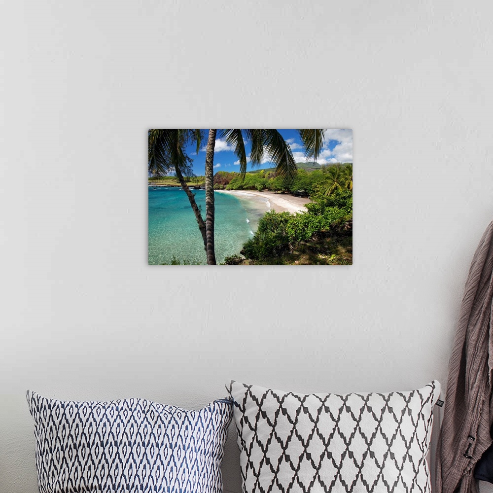 A bohemian room featuring Hawaii, Maui, Hana, A sunny view of Hamoa Beach with clear ocean