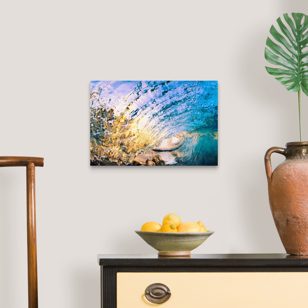A traditional room featuring Hawaii, Maui, Makena, Beautiful Blue Wave Breaking At The Beach