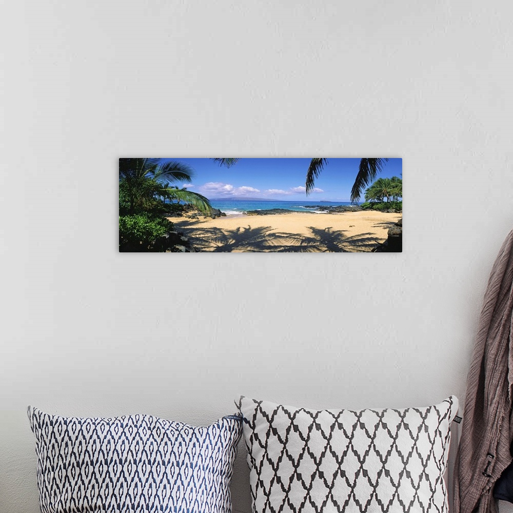 A bohemian room featuring Hawaii, Maui, Makena; Small Secluded Beach Palm Shadows On Sand