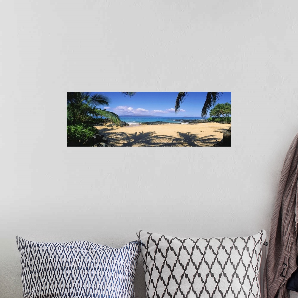 A bohemian room featuring Hawaii, Maui, Makena; Small Secluded Beach Palm Shadows On Sand