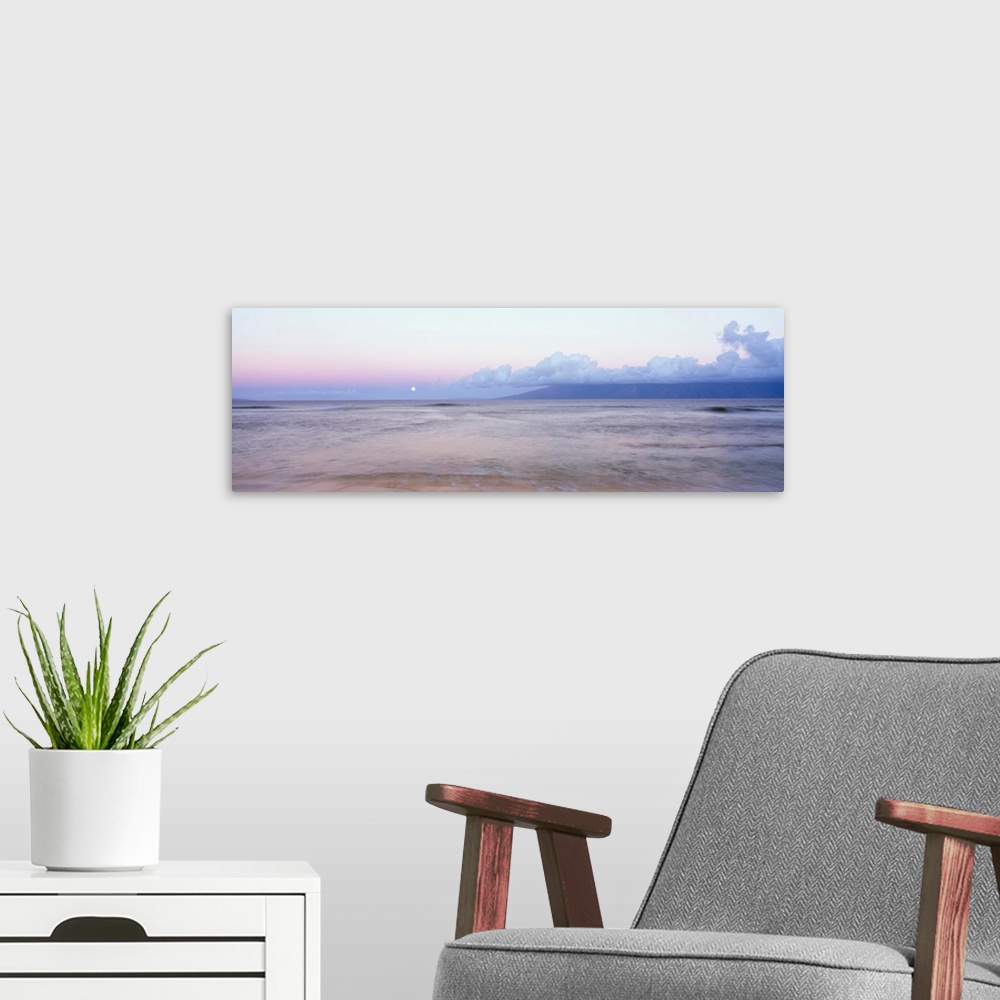 A modern room featuring Hawaii, Maui, Misty Morning Skies And Ocean, Molokai In Distance