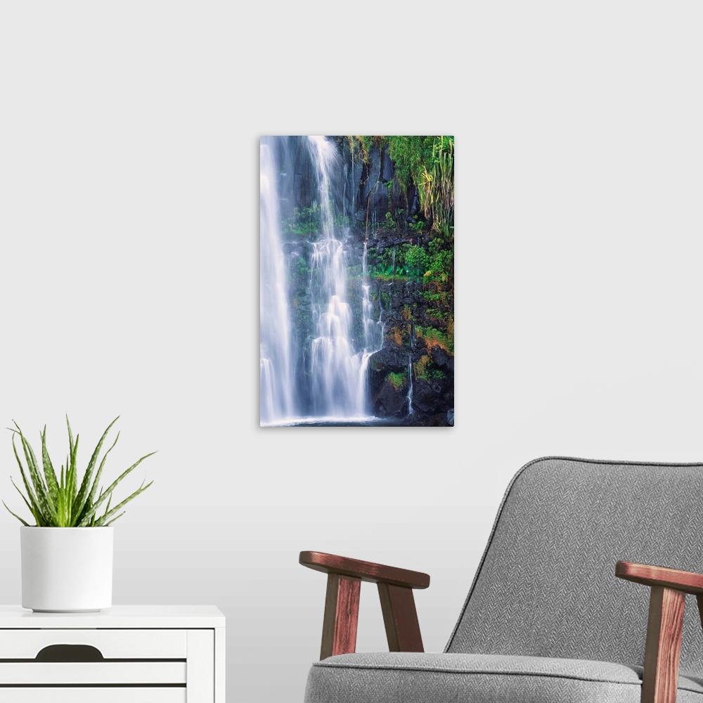 A modern room featuring Hawaii, Maui, One Of Many Cascading Waterfalls Found Along Hana Coast