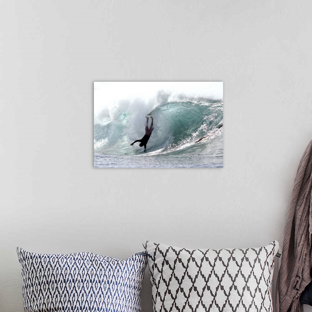 A bohemian room featuring Hawaii, Oahu, North Shore, Afternoon Surfing On Large Waves
