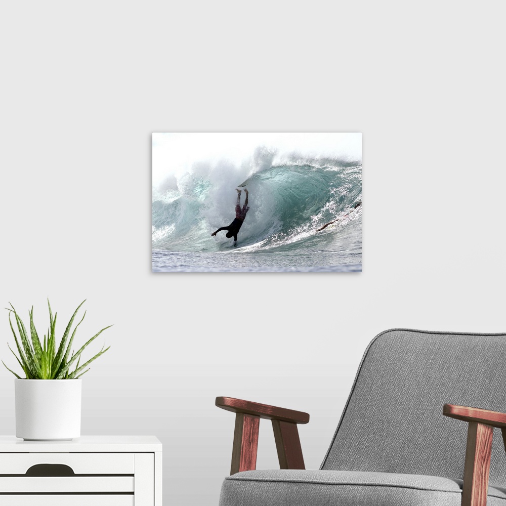 A modern room featuring Hawaii, Oahu, North Shore, Afternoon Surfing On Large Waves