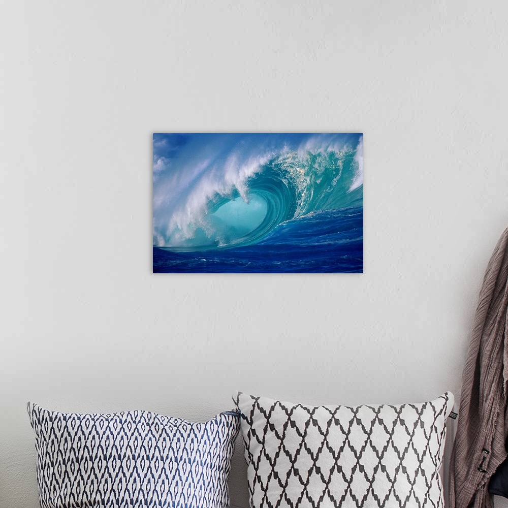 A bohemian room featuring Hawaii, Oahu, North Shore, Close-Up Side Angle Powerful Winter Storm