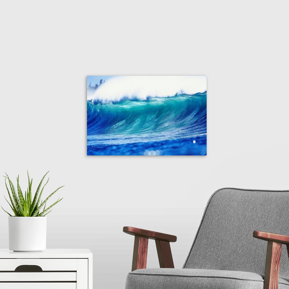 A modern room featuring Hawaii, Oahu, North Shore, Curling Wave At World Famous Pipeline