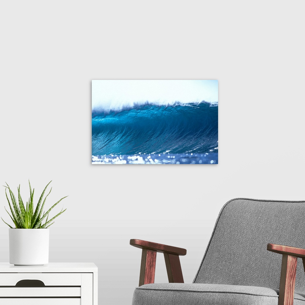 A modern room featuring Hawaii, Oahu, North Shore, Pipeline, Large Wave About To Break