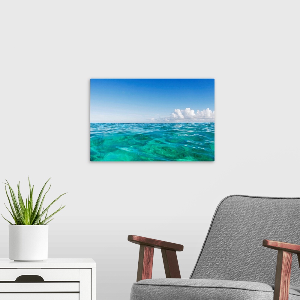 A modern room featuring Hawaii, Oahu, View Of Tranquil Ocean With Blue Water
