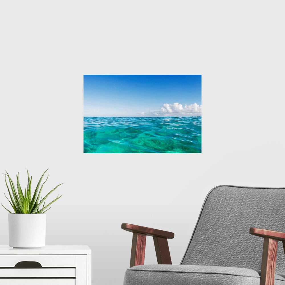 A modern room featuring Hawaii, Oahu, View Of Tranquil Ocean With Blue Water