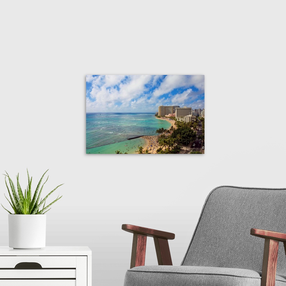 A modern room featuring Hawaii, Oahu, Waikiki, View of the Pacific Ocean, Waikiki Beach, and famous hotels