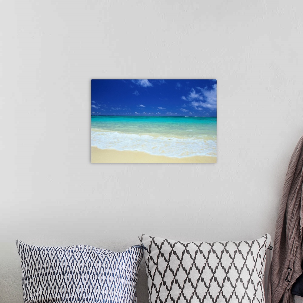A bohemian room featuring Hawaii, White Beach, Blue Sky, Turquoise Water On The Horizon