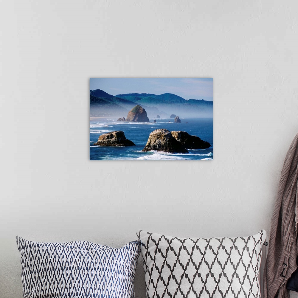 A bohemian room featuring Haystack Rock, The Needles And Sea Stacks, Cannon Beach, Oregon