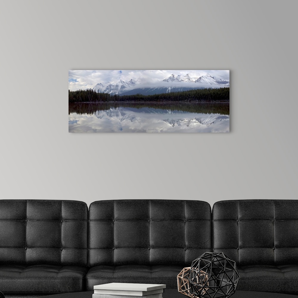 A modern room featuring Herbert Lake And The Bow Range, Banff National Park, Alberta, Canada