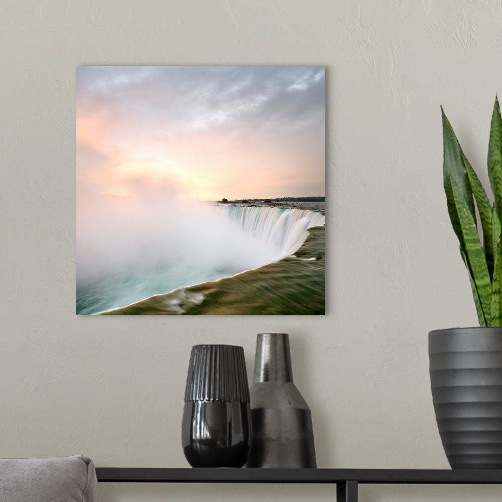 A modern room featuring Horseshoe Falls At Sunrise, Niagara Falls, Ontario, Canada
