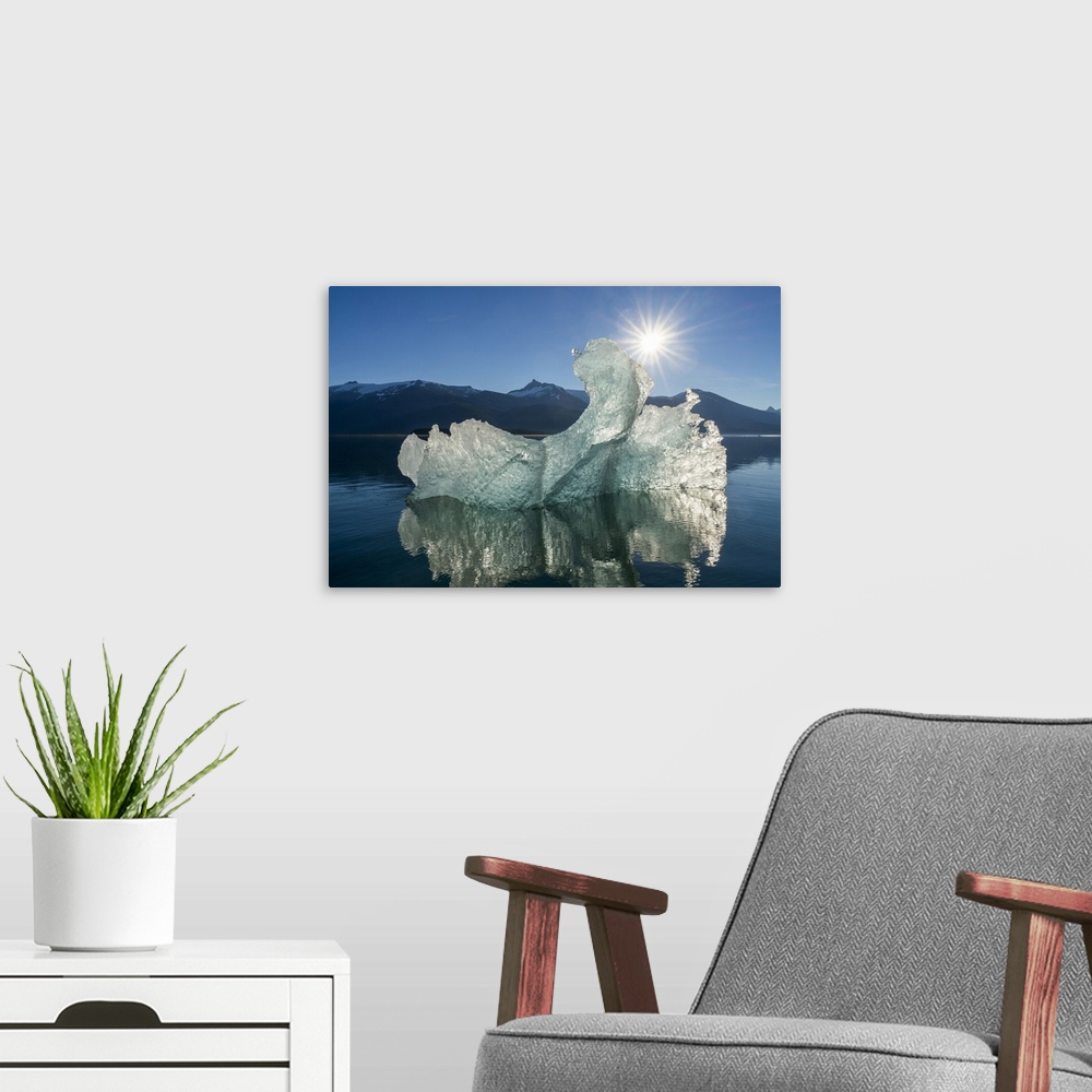 A modern room featuring Iceberg and sunshine in Tracy Arm, Tongass National Forest, Southeast Alaska; Alaska, United Stat...