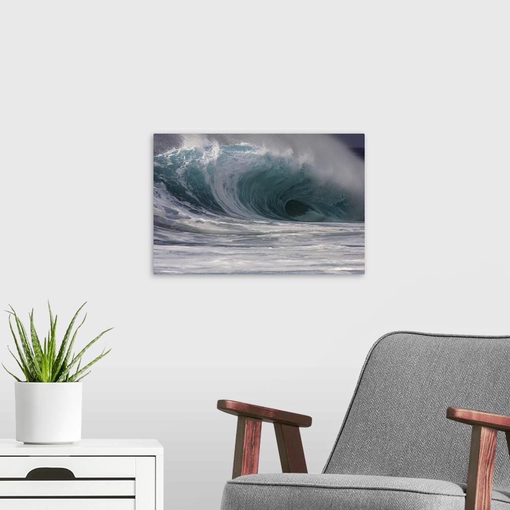 A modern room featuring Island wave on Oahu's north shore, Oahu, Hawaii, united states of America.