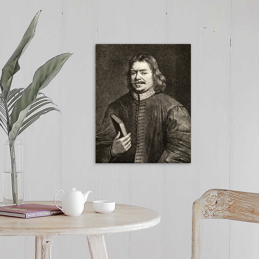 A farmhouse room featuring John Bunyan. Author Of the Pilgrim's Progress. From The Portrait By Sadler