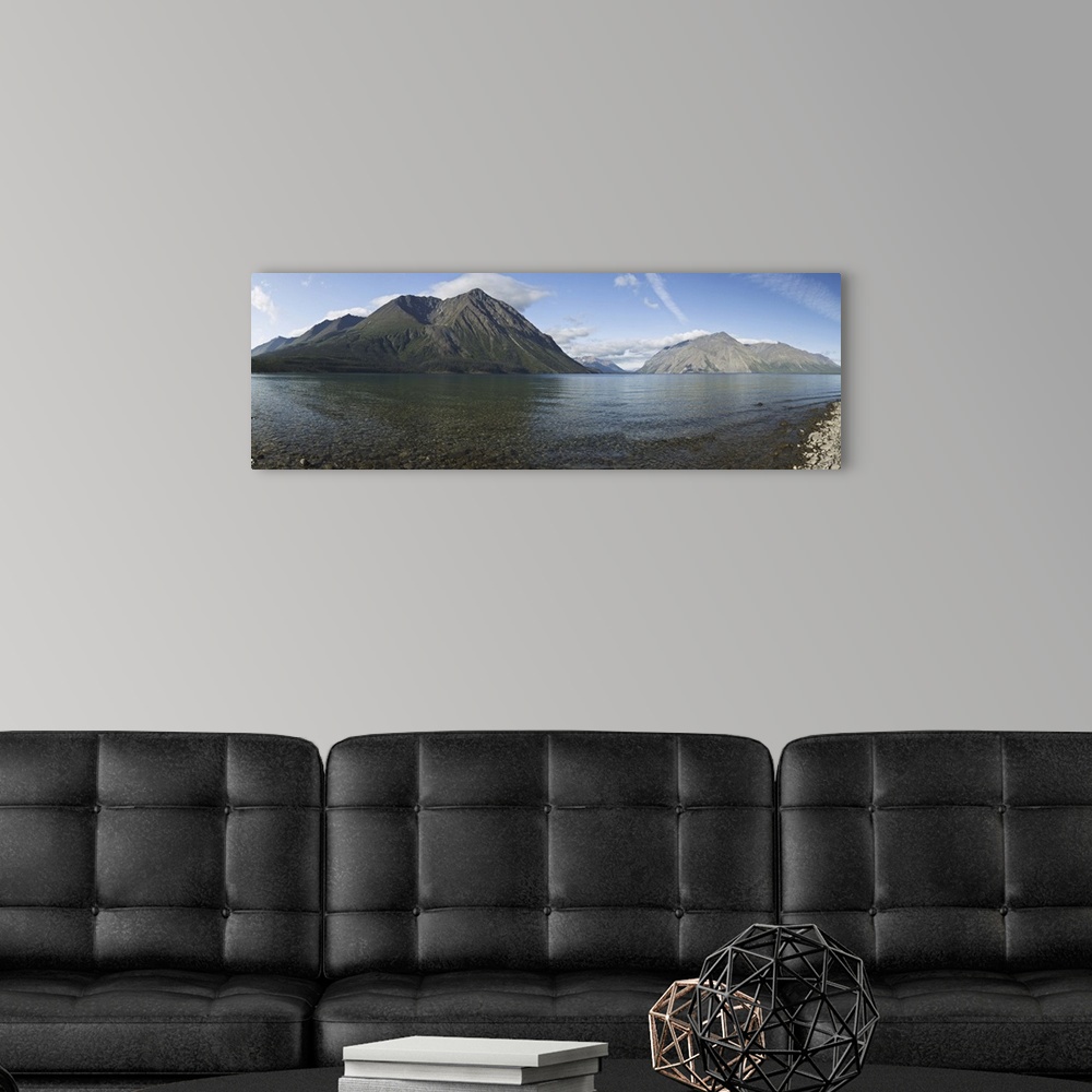 A modern room featuring Kathleen Lake with Kings Throne mountain in Kluane National Park near Haines Junction