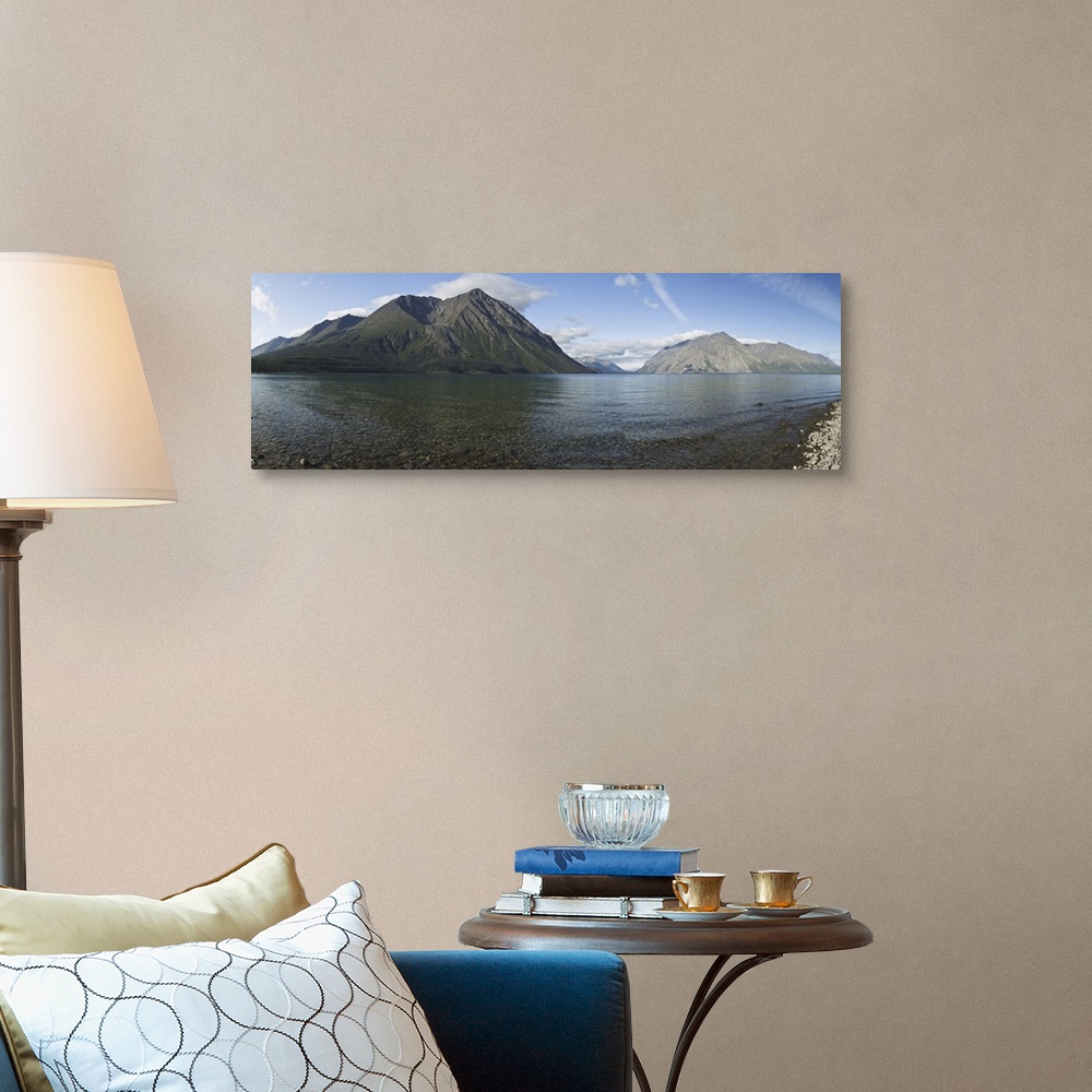 A traditional room featuring Kathleen Lake with Kings Throne mountain in Kluane National Park near Haines Junction