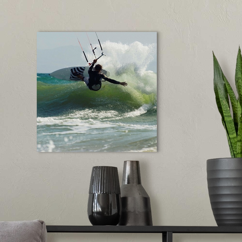 A modern room featuring Kitesurfer Catching A Wave