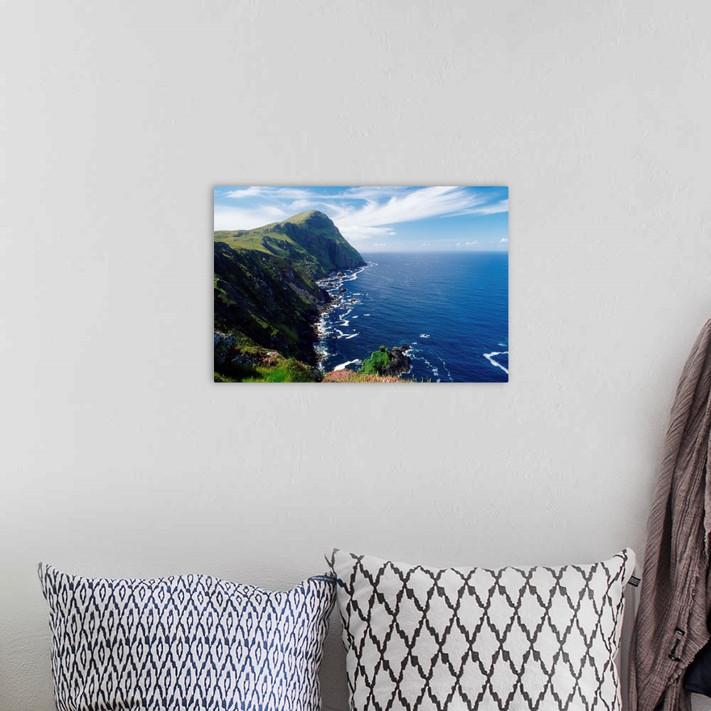 A bohemian room featuring Knockmore Mountain, Clare Island, County Mayo, Ireland; Cliff Along Coast And Ocean