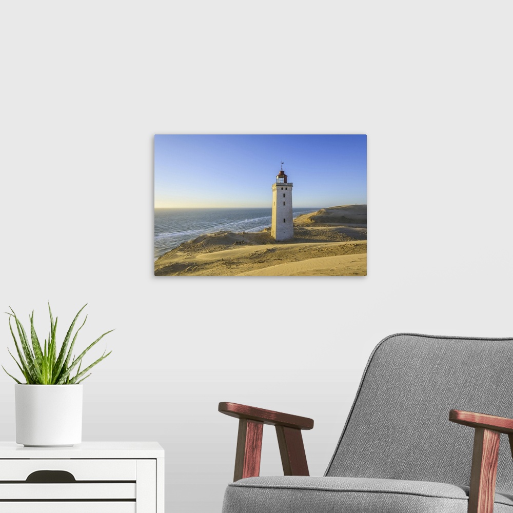 A modern room featuring Lighthouse and Dunes, Rubjerg Knude, Lokken, North Jutland, Denmark