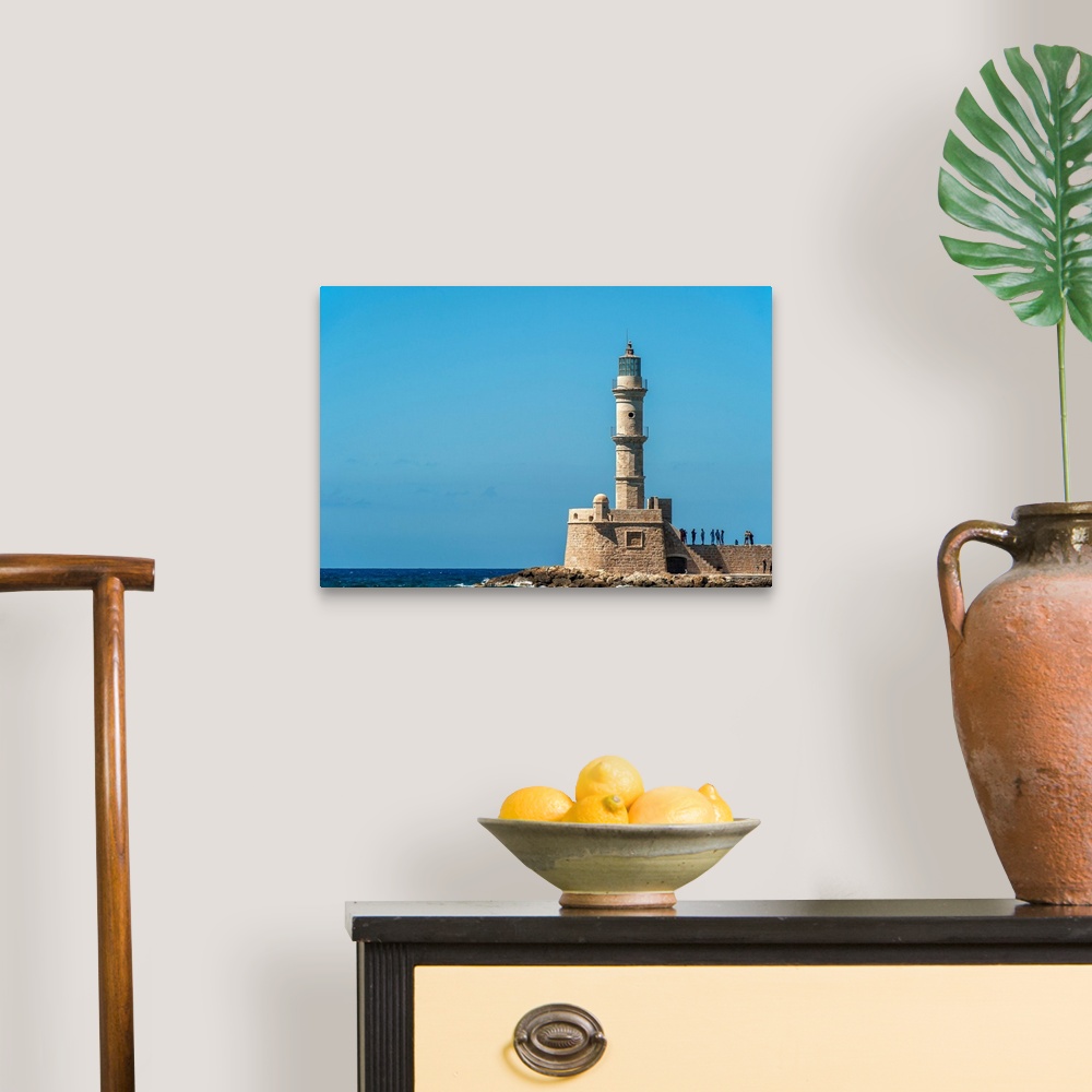 A traditional room featuring Lighthouse in the Venetian harbour, Chania, Crete, Greece