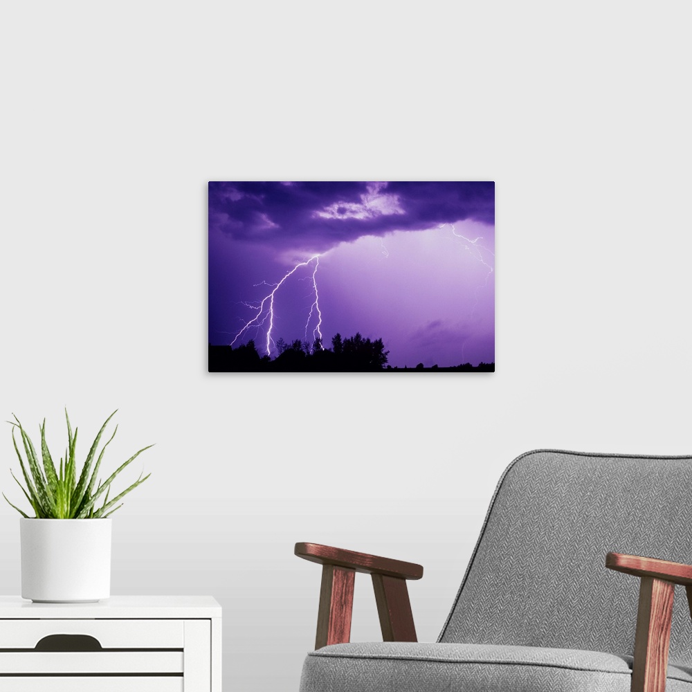 A modern room featuring Lightning And Thunderclouds
