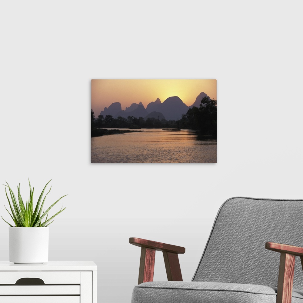 A modern room featuring Limestone Peaks Around Guilin