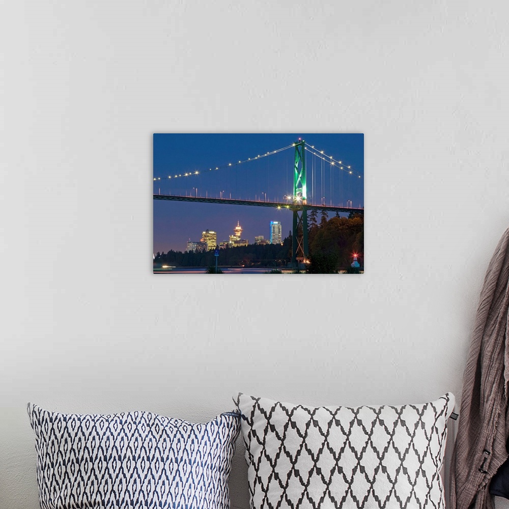 A bohemian room featuring Lions Gate Bridge and downtown Vancouver from Ambleside Park, West Vancouver, Canada