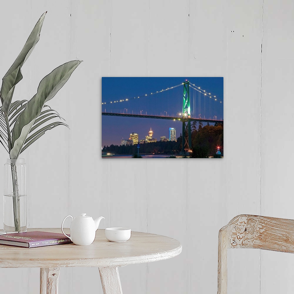 A farmhouse room featuring Lions Gate Bridge and downtown Vancouver from Ambleside Park, West Vancouver, Canada