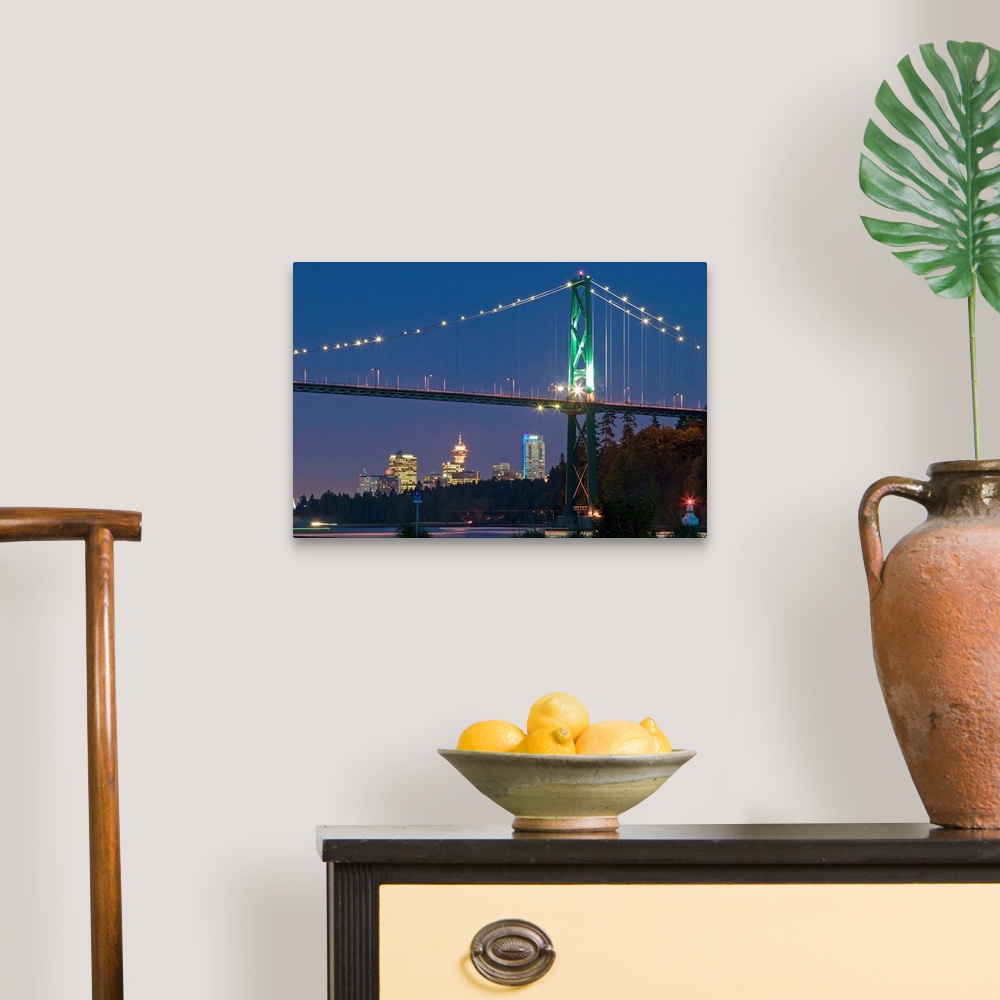 A traditional room featuring Lions Gate Bridge and downtown Vancouver from Ambleside Park, West Vancouver, Canada