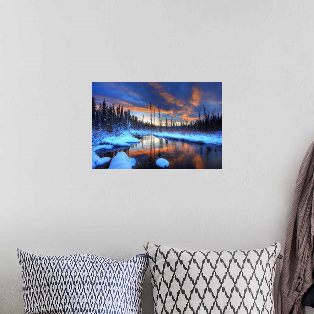 A bohemian room featuring Little Hazel Creek At Sunset, Yukon, Canada
