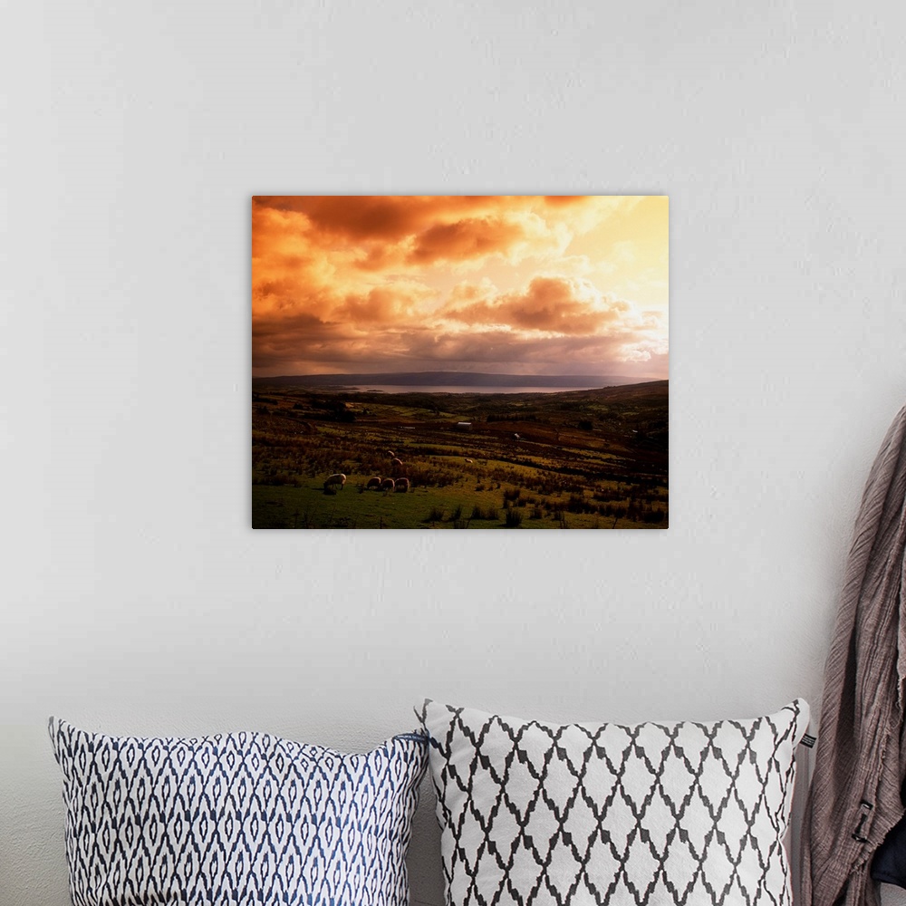 A bohemian room featuring Lough Allen, county Leitrim, Ireland, from the iron mountains.