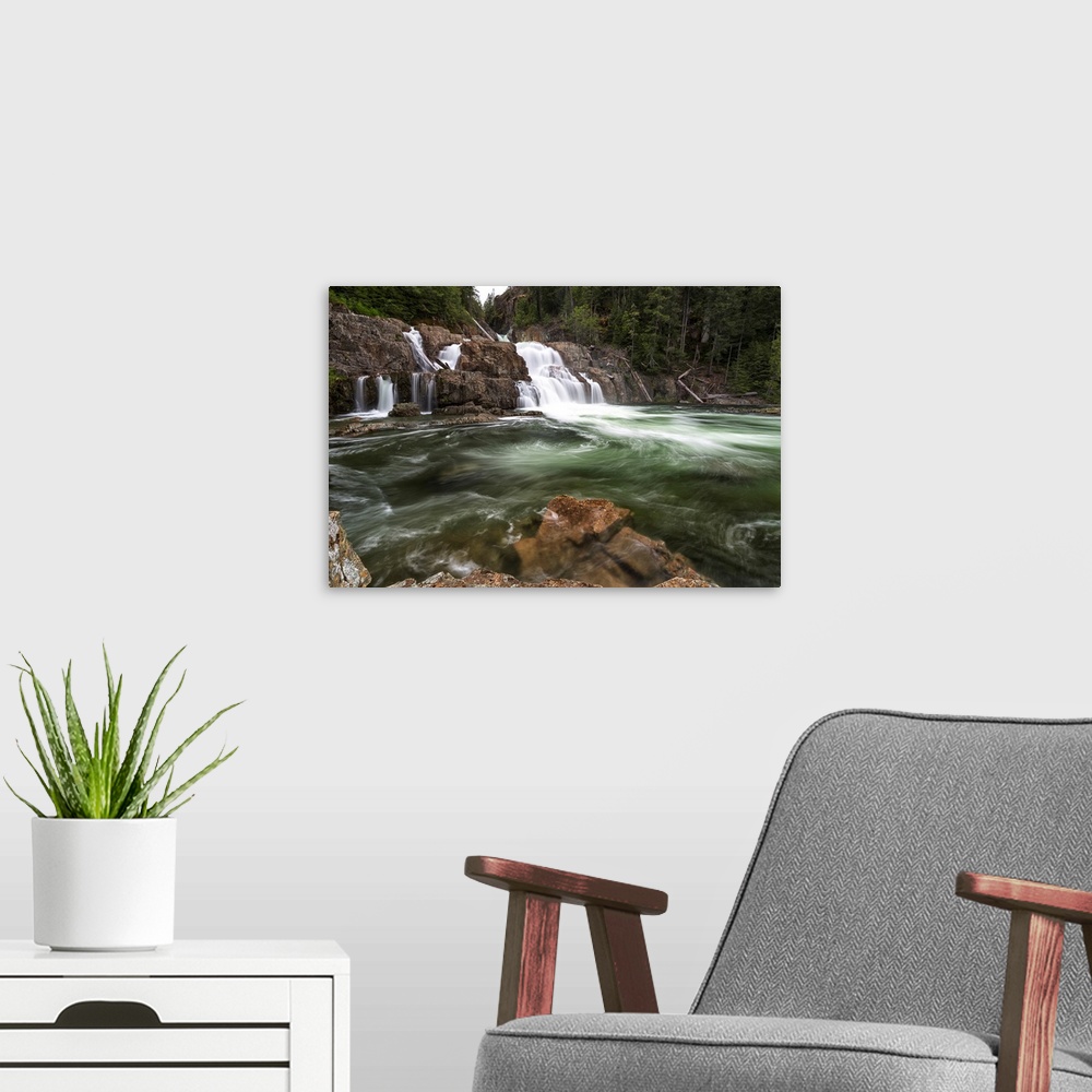 A modern room featuring Lower Myra Falls, Strathcona Provincial Park, British Columbia, Canada