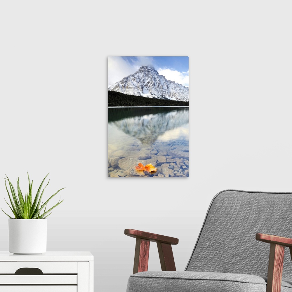 A modern room featuring Lower Waterfowl Lake Along The Icefields Parkway In Banff National Park; Banff Alberta Canada