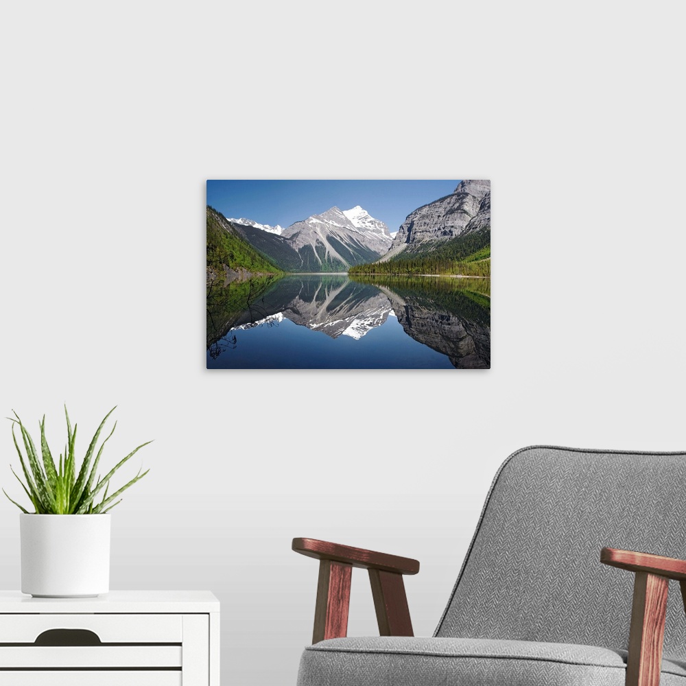 A modern room featuring Mckinney Lake, Mount Robson Provincial Park, Jasper, Alberta, Canada