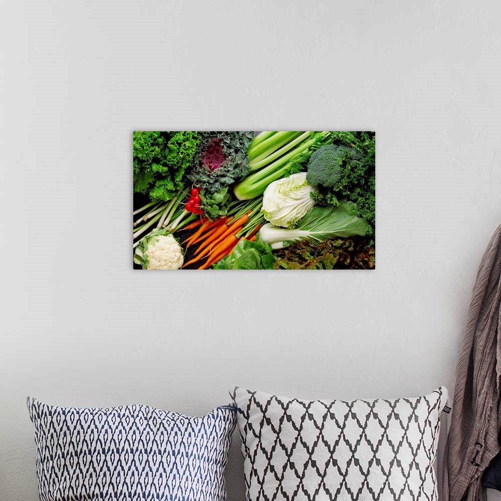 A bohemian room featuring Mixed vegetables